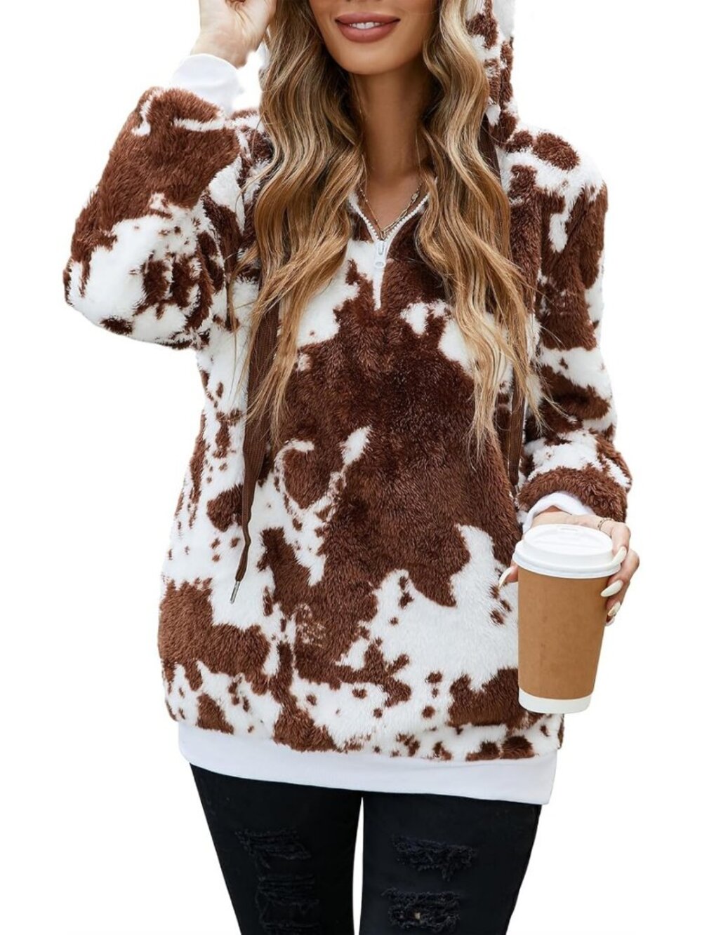 Cozy Women's Fuzzy Sherpa Pullover Hoodie | Warm Fleece Sweatshirt for Fall
